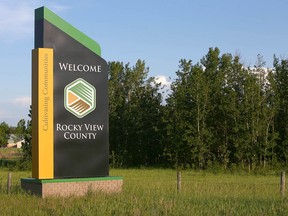 A sign designating the boundary between the City of Calgary and the Municipal District of Rocky View is shown on the eastern Calgary city limits, near Chestermere on Tuesday, June 18, 2019.