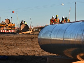 Trans Mountain pipeline construction underway in Alberta.