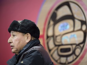 Grand Chief Stewart Phillip, President, Union of the BC Indian Chiefs addresses a news conference in Vancouver, B.C., Wednesday, January 15, 2020. THE CANADIAN PRESS/Jonathan Hayward ORG XMIT: JOHV134