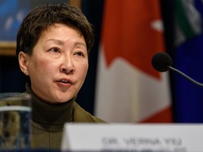 Dr. Verna Yiu, AHS president and CEO, speaks at a news conference at McDougall Centre in Calgary on Monday, February 3, 2020. Azin Ghaffari/Postmedia