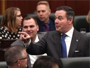 Premier Jason Kenney gestures before the speech from the Throne, opening the 30th Legislature second session spring sitting at the Alberta Legislature in Edmonton on Feb. 25.