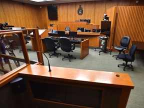 Interior of a courtroom in Edmonton.