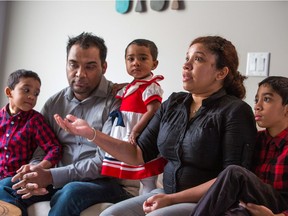 Udaya Nishan Fernando and his wife Sulakshana Hewage, with their three children Nelith, 4, Nimthaki, 1 1/2 and Maneth, 9.