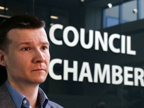 City councillor Jeromy Farkas was photographed outside Calgary City Council chambers on Tuesday February 11, 2020. Gavin Young/Postmedia