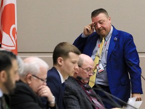 Coun. Joe Magliocca returns to a council meeting after the vote to launch a forensic audit into his expenses on Monday, Feb. 24, 2020.