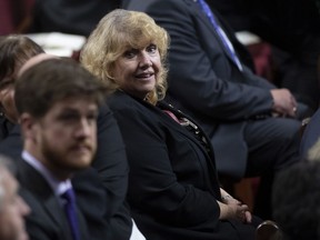 Senator Lynn Beyak waits for the Speech from the Throne to being in the Senate in Ottawa, Thursday, Dec. 5, 2019. Sen. Lynn Beyak says she now regrets insisting that racist letters posted to her website remain online.THE CANADIAN PRESS/Sean Kilpatrick