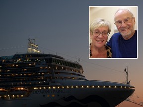 Lolita and Hans Wiesner of Red Deer, Alta., are aboard the quarantined Diamond Princess cruise ship at Daikoku Pier at Yokohama, Japan.