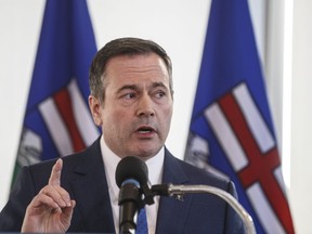 Alberta Premier Jason Kenney comments on the Teck mine decision in Edmonton on Monday, February 24, 2020. Alberta politicians are returning to the legislature with a promise of new legislation targeting protesters who set up blockades.