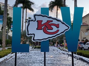 FILE PHOTO: Jan 29, 2020; Miami, Florida, USA; General overall view of  Kansas City Chiefs and Super Bowl LIV logo at the JW Marriott Turnberry. Mandatory Credit: Kirby Lee-USA TODAY Sports/File Photo ORG XMIT: FW1