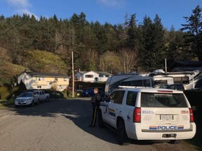 RCMP placed an exclusion zone around the premier's house on arriving at the scene and began arresting protesters still blocking the driveway by 8:30 a.m. PST.Aaron Guillen / Twitter