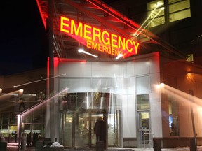 Emergency entrance to the Rockyview General Hospital in southwest Calgary.