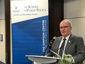 This is John Simpson, chairman and CEO of the CANA Group of Companies, announcing a $5 million donation to the U of C’s School of Public Policy. The donation will help launch the Simpson Centre for Agricultural and Food Innovation and Public Education.