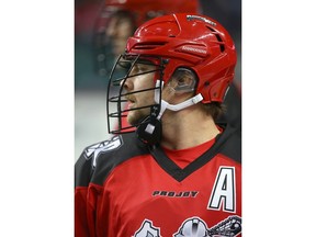 Roughnecks Dane Dobbie during warm up before National Lacross League game action between the Vancouver Stealth and the Calgary Roughnecks at the Scotiabank Saddledome in Calgary, Alta. on Friday January 6, 2017. Jim Wells/ Postmedia