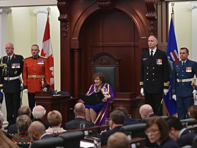 The Lt. Governor Lois Mitchell reads the speech from the Throne opening the 30th Legislature second session spring sitting at the Alberta Legislature in Edmonton, February 25, 2020. Ed Kaiser/Postmedia