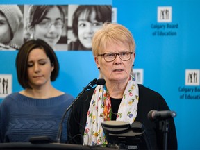 Acting Superintendent of School Improvement Dianne Yee speaks with the media regarding the school closures in Calgary to help limit the spread of COVID-19 on Monday, March 16, 2020. Azin Ghaffari/Postmedia