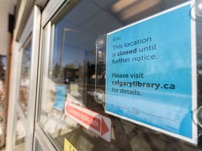 Pictured is Louise Riley Library which along with all public libraries in Calgary has been closed to help limit the spread of COVID-19 on Monday, March 16, 2020.
