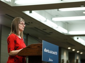 Dr. Deena Hinshaw during a coronavirus pandemic update at the Federal Building in Edmonton, on Monday, March 30, 2020. Photo by Ian Kucerak/Postmedia