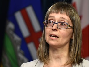 Alberta's chief medical officer of health, Dr. Deena Hinshaw giving an update on the novel coronavirus during a news conference at the Alberta Legislature in Edmonton, March 2, 2020.