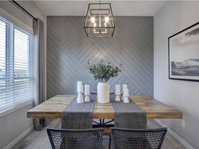The dining room in the Banff townhome by Cedarglen Living.