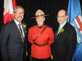 Pictured with Cpl. Susan Richter at the 69th Annual B'nai Brith Dinner  are dinner honouree, former Saskatchewan premier Brad Wall (left) and Dr. Robert Barsky, president, B'Nai Brith Calgary Lodge #816.