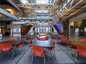 SAIT's Aldred building sits empty on Monday, March 16, 2020, in Calgary. In-person classes at SAIT have been suspended to help limit the spread of COVID-19.