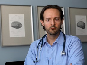 Dr. Aaron Mackie, a neuropsychiatrist at Foothills hospital and an associate professor of psychiatry at the University of Calgary on Monday, March 2, 2020. Darren Makowichuk/Postmedia