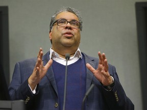 Mayor Naheed Nenshi gives updates at the Emergency Operations Centre in Calgary on Thursday, March 19, 2020. Darren Makowichuk/Postmedia