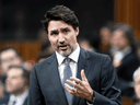 Prime Minister Justin Trudeau speaks during question in the House of Commons on March 10, 2020.