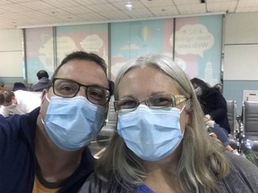 Calgarians Randy and Michelle Sportak await a flight home as their dream world holiday has been cut short by the COVID-19 pandemic. SUPPLIED PHOTOS, March 22, 2020.
