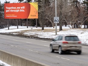 Pictured is the University of Calgary billboard during the Coronavirus pandemic on Crowchild Trail Northwest on Thursday, April 2, 2020. Azin Ghaffari/Postmedia