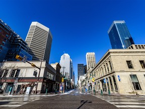 A nearly deserted downtown Calgary on Wednesday, April 8, 2020.