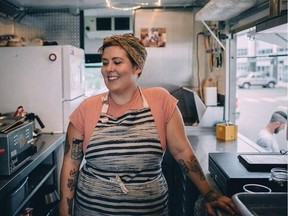 Top Chef Canada contestant Elycia Ross in her Calgary food truck, Little Truck on the Prairie.