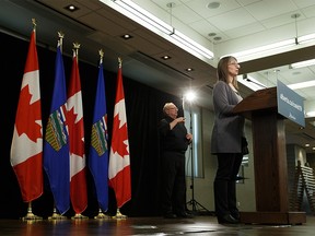 Alberta's Chief Medical Officer of Health Dr. Deena Hinshaw gives her daily COVID-19 briefing at the Alberta Legislature's Federal Building in Edmonton, on Thursday, April 2, 2020.