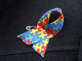 A special ribbon marking the annual World Autism Awareness Day on April 2.