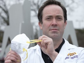 Dr. Dayre McNally is a researcher at the CHEO research institute. He and his colleagues did a study on decontaminating N95 using UV light. Their conclusion: it works. The idea has the potential to reduce the demand for the masks. Photo by Wayne Cuddington / Postmedia