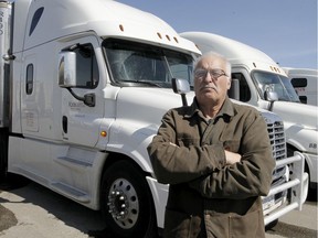 Charles Johnston with Northcoast Trucking poses for a photo at the Flying J Travel Centre in SE Calgary. Wednesday, April 8, 2020. Brendan Miller/Postmedia
