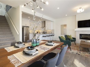 The dining room in the Dawn show home at Arrive Crestmont by Partners Development Group.