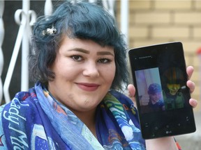 Sara Herlevsen, who has become somewhat of an online tutor sensation poses in Calgary on Saturday, April 25, 2020. She teaches many subjects and all of her work is done with a tablet.