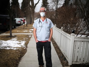Calgary ER physician Dr. Joe Vipond is on the front lines of Calgary's effort dealing with the COVID-19 pandemic. He was photographed on Tuesday, April 7, 2020. Gavin Young/Postmedia