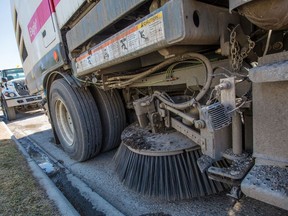 City street sweepers work in the Regal Terrace neighbourhood of Calgary on Monday April 24, 2018.  Gavin Young/Postmedia