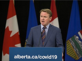 Health Minister Tyler Shandro , shown here on April 9, 2020, rolled back some of the billing changes for rural physicians, including exempting them from the overhead changes last week.