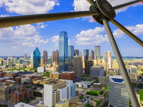 Dallas, seen here from the observation deck of the Reunion Tower, has a long standing rivalry with Fort Worth, the city 30 minutes to the west. Courtesy Visit Dallas