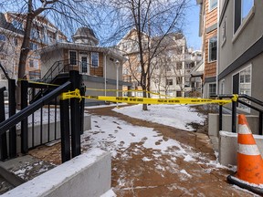 The scene in the 2400 block of Erlton Road S.W. where a man had an encounter with police before his death on Monday, April 6, 2020. The death is under investigation by ASIRT.