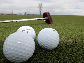 Alberta golfers will be hitting the links soon. The putting green at Blue Devil Golf Club is pictured following Premier Jason Kenney's announcement to gradually open Alberta's economy. Golf courses in Alberta will be allowed to open this weekend, following strict physical distancing measures, during the COVID-19 pandemic. Thursday, April 30, 2020. Brendan Miller/Postmedia