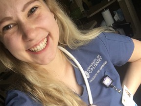 Hailee Crawford is a new graduate of the nursing program at the University of Calgary and is already working at an assisted living facility screening residents for COVID-19. Courtesy of Hailee Crawford