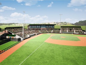 Now is the time for projects to be built. This is a rendering from the Town of Sylvan Lake, which in partnership with a private sector group has raised approximately 50 percent of the $7 million in funding for construction of a state-of-the-art baseball stadium. Supplied image.

UPLOADED BY: Derek  Van Diest ::: EMAIL: dvandiest@postmedia.com ::: PHONE: 780-868-6838  ::: CREDIT: Supplied ::: CAPTION: Rendering of the new stadium for the Sylvan Lake Gulls of the  Western Canadian Baseball League