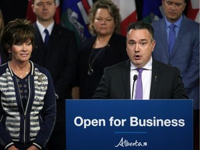 Alberta Associate Minister of Natural Gas Dale Nally (right) in October 2019. Nally tabled legislation Wednesday to formalize the government's utilities deferral program.