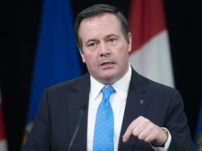 Premier Jason Kenney, seen here in a file photo taken on May 7, 2020, is pushing a bid for Edmonton to become a Hub City for the NHL playoffs.