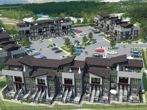 Zen Rockland Park, by Avalon Master Builder, is a complex of townhomes and single-level condos in northwest Calgary.