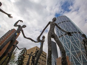The Family of Man statues in downtown Calgary were photographed on Monday, May 11, 2020.